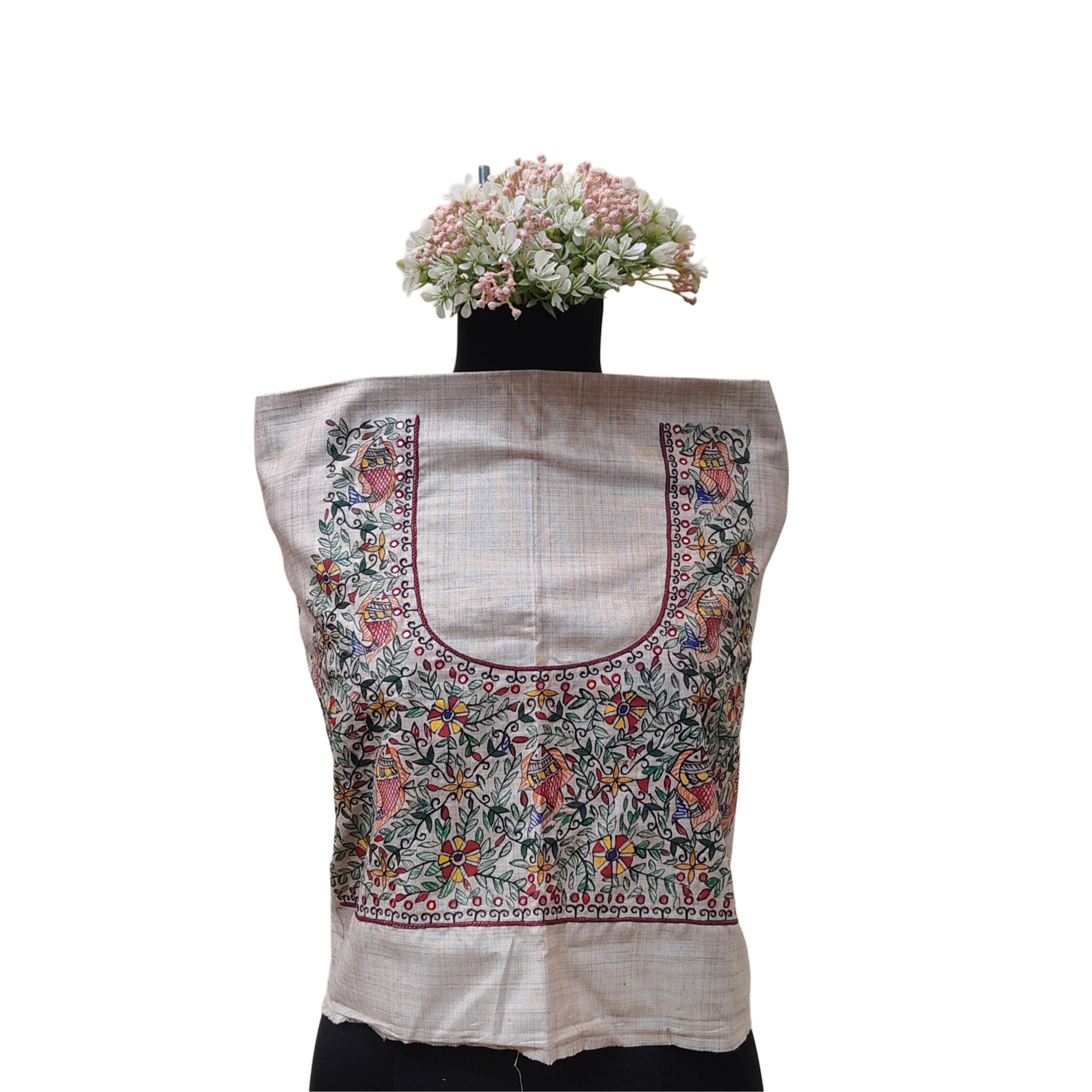Handpainted Elegance: Madhubani Blouse Piece